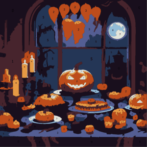 Spooky Halloween Color By Number 15 banquet 04 colored Wonderword Crew