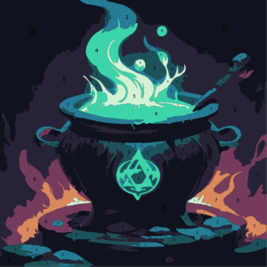 Spooky Halloween Color By Number 13 cauldron colored Wonderword Crew