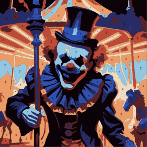 Spooky Halloween Color By Number 12 creepy clown 02 colored Wonderword Crew