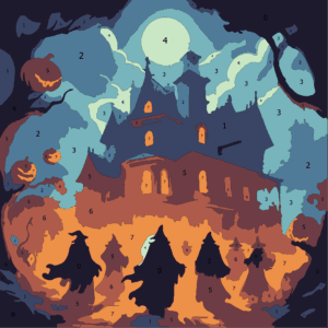 Spooky Halloween Color By Number 11 ghost party 01 colored Wonderword Crew