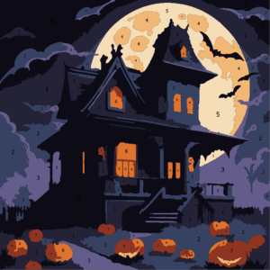 Spooky Halloween Color By Number 9 mansion 02 colored Wonderword Crew