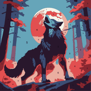 Spooky Halloween Color By Number 5 werewolf 02 colored Wonderword Crew