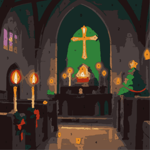 Cozy Christmas Color By Number 11 christmas eve in church Wonderword Crew