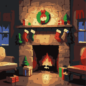 Cozy Christmas Color By Number 12 christmas fireplace Wonderword Crew