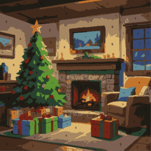 Cozy Christmas Color By Number 27 cozy christmas living room Wonderword Crew