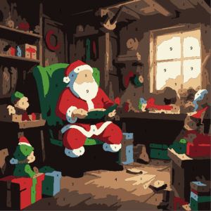 Cozy Christmas Color By Number 32 santas workshop Wonderword Crew