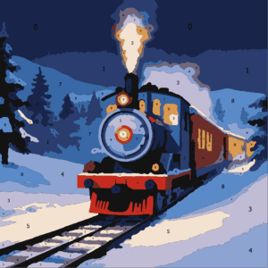Cozy Christmas Color By Number 34 train in snow Wonderword Crew