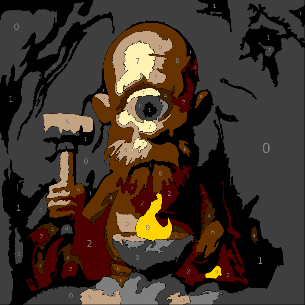 Mythical Creatures Color By Number 11 cyclops color by number page. From Mythical Creatures Color by Number by Wonderword Crew.