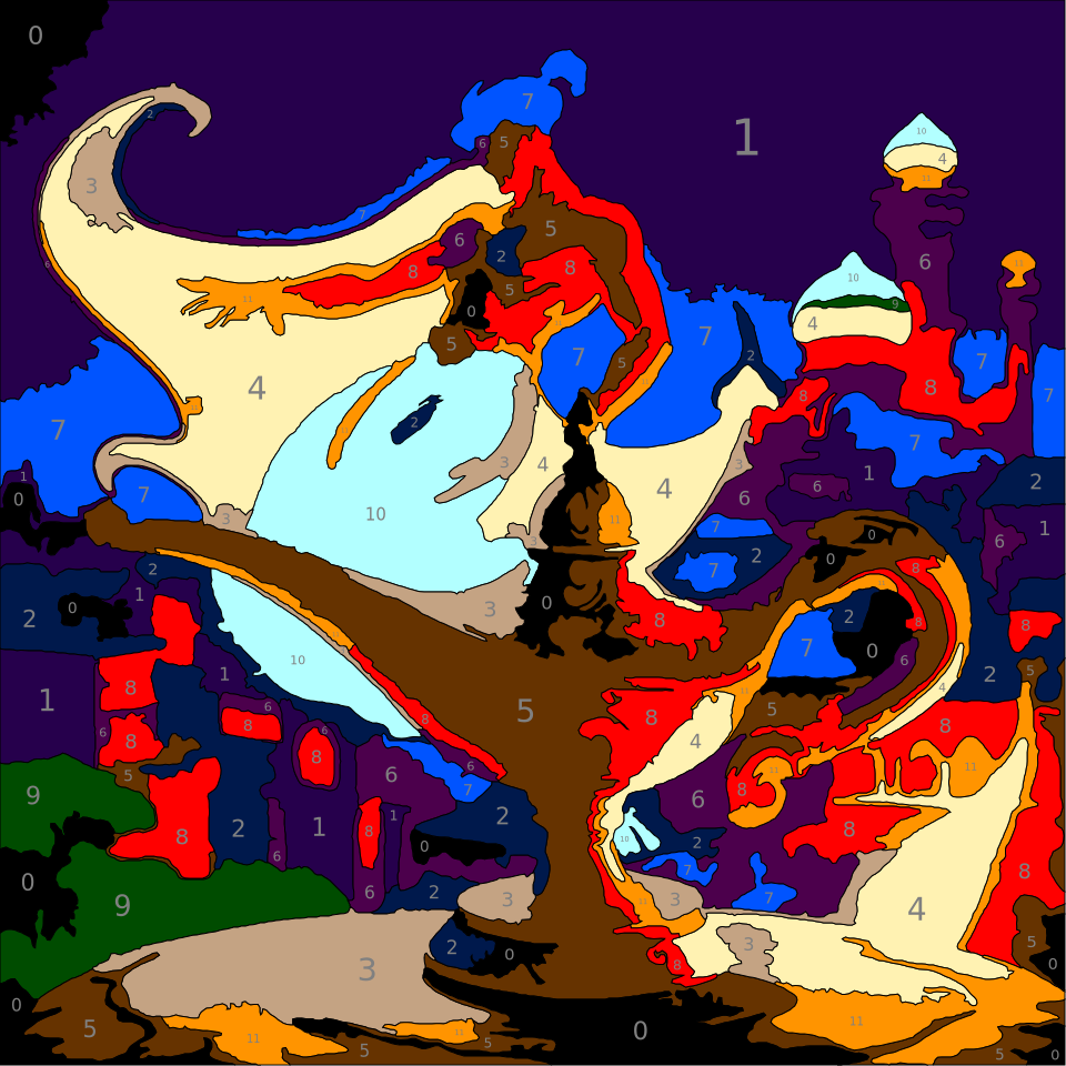 Mythical Creatures Color By Number 10 djinn color by number page. From Mythical Creatures Color by Number by Wonderword Crew.