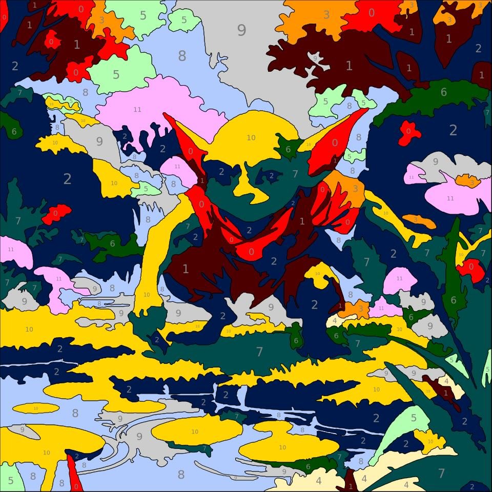 Mythical Creatures Color By Number 7 goblin color by number page. From Mythical Creatures Color by Number by Wonderword Crew.