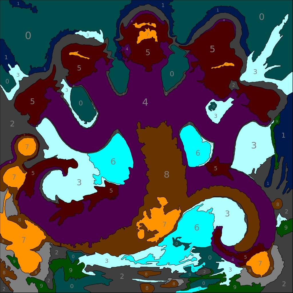 Mythical Creatures Color By Number 22 hydra color by number page. From Mythical Creatures Color by Number by Wonderword Crew.