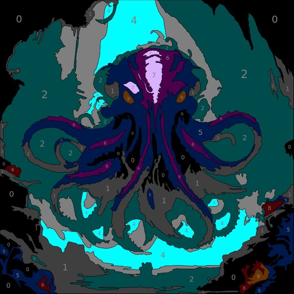 Mythical Creatures Color By Number 27 kraken color by number page. From Mythical Creatures Color by Number by Wonderword Crew.